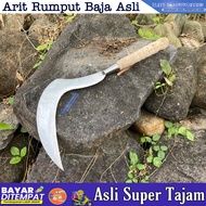 Arit Padi Sabit Rumput Baja Asli Baja Jawa Timur Super Tajam - Arit Rumput Sabit Super Tajam Siap Pa