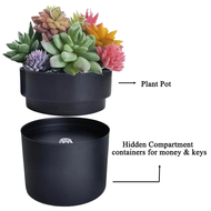 HAPPY TIME-Flower Pot Hidden Safe Lock Box Pots Storage Jar+Lock Piggy Bank Hide Money Keys Organize