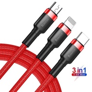 Baseus สายชาร์จ 3 in1 Type-C to Micro USB+Lightning 3.5А รุ่น Cafule three in one cable