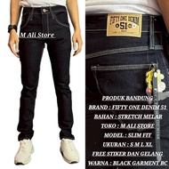 Fifty One Denim 51 Men's Long Soft Jeans Slim Fit Stretch Pants Black Garment