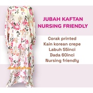 JUBAH KAFTAN NURSING FRIENDLY BAJU TIDUR KELAWAR KAIN KOREAN CREPE NIGHT DRESS MENYUSU SLEEP WEAR WOMEN CLOTHING