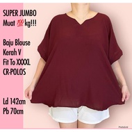 JUMBO BLOUSE | BIGSIZE T-SHIRT TOP FIT TO 4XL PLAIN CR PLAIN/ REAL PICT FITS 80-100KG PLUS SIZE BLOU