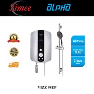 Alpha Booster Pump VIZZ98EP Instant Shower Water Heater VIZZ 98EP with Extra Safety Double Relay ELCB Silver