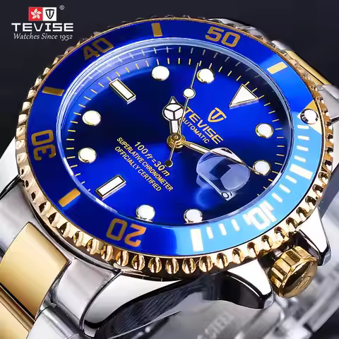 Tevise Deep Ocean Design 2020 Fashion Calendar Royal Blue Mens Automatic Mechanical Wrist Watch Top 