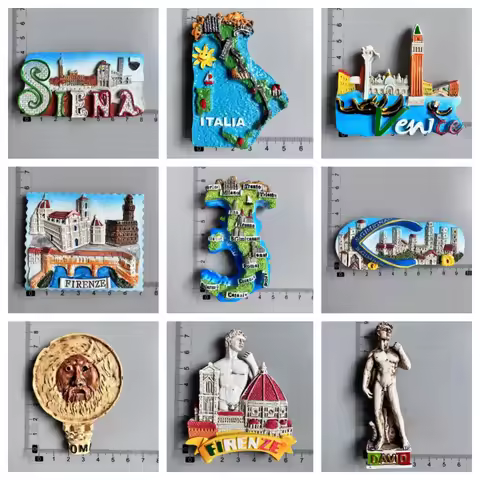 Italy Souvenir Fridge Magnet Siena Venice Firenze David Statue Italy Map Bocca della Verita Landmark