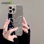 Silver Butterfly Cosmetic Mirror Phone Cover For Xiaomi Poco C61 C51 C50 C40 C31 X6 F6 F5 M6 Redmi 1