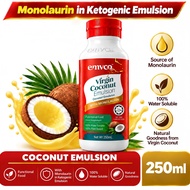 EMVCO® VCE Virgin Coconut Emulsion 250mL | VCO Water Soluble Emulsion | Monolaurin - Halal Certified