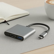 Type-C to HDMI OTG Adapter 4K 3-in-1 Hub for MacBook and Android Tablets Penyesuai OTG Type-C ke HDM