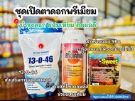 ชุดเปิดตาดอกทุเรียน ดอกออกเต็มต้น (13-0-46เบสท์ไฮแคลพลัสสาหร่ายแดง SeaSweet)ผสมน้ำได้1000ลิตรพ่นไล่ท