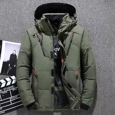 Overcoat Winter Men Snow Hooded Down Prakas Mountain Ski Thermal Jacket Man Outdoor Loose Thick Jack