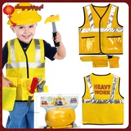 RUNNY Construction Worker Costume for Kids Belt Construction Hat and Costume Vest Kid Builder Career