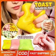 4Pcs Soft Simulated Toast Squeeze Stress Relief Toys 6/10cm Squishy Bread Squeeze Fidget Toys Decomp