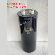 1ตัว Capacitor 6800UF 450V สีดำ SURGE 450VDC ค่าผิดพลาด+-20% คาปาซิเตอร์แบบขันสกรู ขนาด7.5x19CM Cหัว