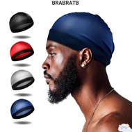 BRABRAA Men Durag Hats, Elastic Breathable Wave Caps,  Multicolor Polyester Solid Color Multicolor D