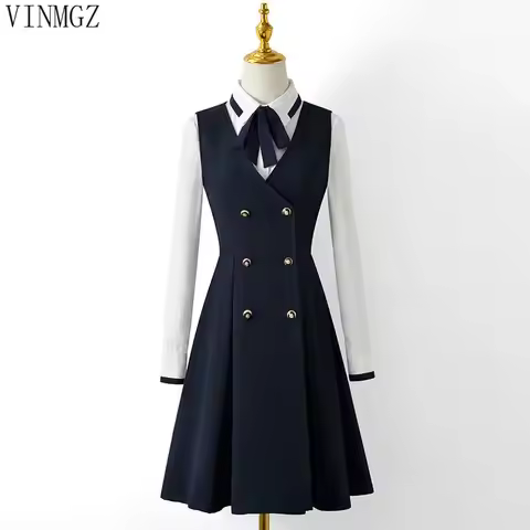 2025 spring and autumn new intellectual professional dress female teacher college style thin vest ti