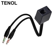 [TENOL] Professional RJ9 4P4C Female to 3.5mm Male Adapter Cable 35cm Converter