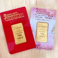 KEDAI EMAS ROSMERAH (999.9 FINE GOLD)GOLD BAR 10.00 GRAM 10克 金片（999.9金）