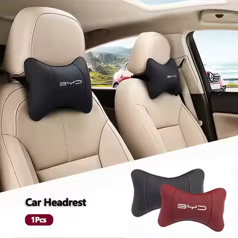 Car Seat Neck Pillow Leather Headrest Lumbar Waist Support For BYD Atto 3 E6 Tang F3 Song F3R Qing Y