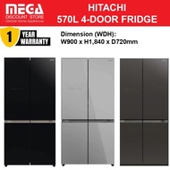 (PRE-ORDER/ ETA MAY) HITACHI R-WB640V0MS-5 570L 4-DOOR FRENCH FRIDGE (BOTTOM FREEZER)