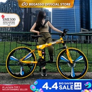 [🇸🇬 OFFICIAL STORE] Begasso 24/26in Foldable Mountain Bike with Disc Brake 21 Speed 3-Blade and 6-Blade Bikes Bicycle/ Authentic Begasso Foldable Bike / Begasso Bike / Foldable Bike / Foldable Bicycl