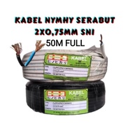 2075 Hinohikari SNI Cable 2x075 kbl stranded NYMHY NYYHYO SNI pure copper 50M full hair cable 2x0.75