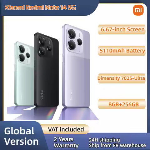 Global Version Xiaomi Redmi Note 14 5G Dimensity 7025-Ultra 6.67" 5110mAh 45W fast charging 108MP Ca