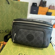 *SHIHNS名牌精品* GUCCI GG Retro 黑老花拼接 腰包/胸包