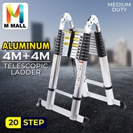 [4M x 4M] Aluminum Double sided Multi-Purpose Telescopic Pole Ladder / Tangga Lipat 10+10 steps (pac