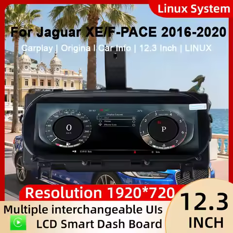 For Jaguar XE/F-PACE 2016-2020 Carplay LCD Digital Instrument Cluster Speedometer,Dashboard,Panel,Ga