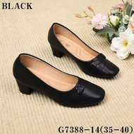 G7388-14 Elegant Women's 2 Inch Black Leather Shoes for Stylish Comfortable Fit Ideal for Various