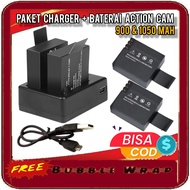 PAKET Action cam Dual charger + baterai batrai actioncam Universal original brica bpro5 Brica Bpro 5 Sbox Kogan 4k Sbox / Sbox s1 / Eken / Vivan / 4k SPORTCAM / Kogan 4k / Brica BPRO 5 AE / Brica Bpro AE Mark ii / Bcare X1 X2 X3 /