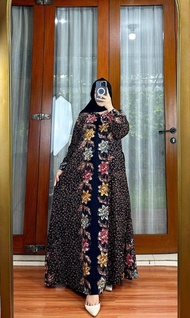 GAMIS BATIK SETORJOAN LD110 CAP MALAMAN WANITA MUSLIM KAIN RAYON SUPER PREMIUM LONG DRESS BATIK MODEL TERBARU