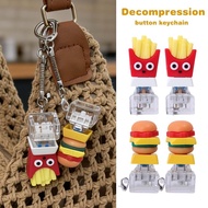 2-1Pcs Hamburg French Fries Fidget Keychain - DIY Keyboard Relief Stress Pinch Toy Gifts - Finger Ke