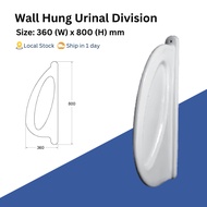 ASHER Wall Hung Urinal Partition Urinal Divider 360W x 800H mm Ceramic Gloss Finish Partition Panel