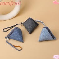COCOFRUIT Triangle Coin Purse, Canvas Portable Coin Change Wallet,  Mini with Lanyard Earphone Bag