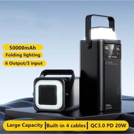Bank kuasa 100000mAh Powerbank PD22.5W Built-in 4output Cable Power Bank Fast Charger LED Light Outd