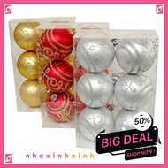 Set of 6 Patterned Balls E73 6cm Hanging Christmas Tree Decor GDTPKSS213