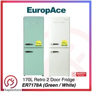 EuropAce 170L Retro 2 Door Bottom Mount Fridge | Upgraded 3 Ticks, No-Frost, Fast Freeze, ER7178A (G