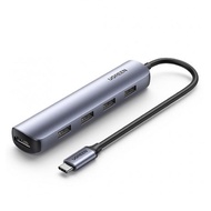 【618回饋10%】UGREEN 綠聯 五合一USB-C轉接器 USB3.0*4+4K HDMI 輕巧便攜版