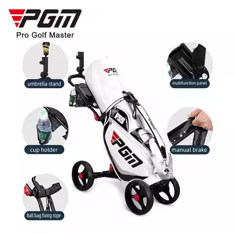 4-Wheel Aluminum Folding Golf Trolley, EVA Durable Frame, Lightweight Smooth Roll, Compact for Cours