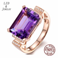 L.z.d Hot Sale 7 Karat Amethyst 8K Rose Gold Color Gemstone Ring