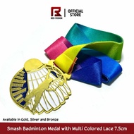 Smash Badminton Medal with Multi-Colored Lace 7.5cm