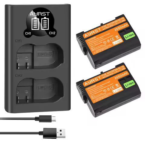2550mAh EN-EL15C EL15 Battery+LED USB Dual Charger for Nikon Z5, Z6, Z6 II, Z7, Z7II D600 D610 D600E