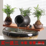 Ecological Tank Traditional Fish Breeding Circulating Water Ceramic Jar Garden Fish Tank Landscape O