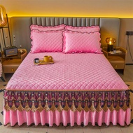 LZD New Bedspread Bed Skirt Three-piece Set Winter Thickening European Style Bright Red 1.2 Sheet pl