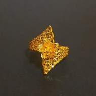 Cincin Emas asli model pita lempeng permata putih Kadar 700