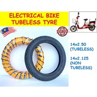 Electrical Bike Tubeless Tyre 14x2.50, Tayar non-Tubeless 14x2.125 Basikal Elektrik, Scooter