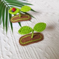 Pure Handmade Wool Knitted Bean Sprout Hair Clip Cute All-Match Grass Green Clip Side Clip bb Clip C