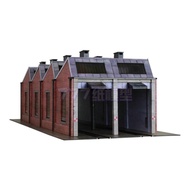 [777 Paper Model] 22 Locomotive Garage Train Repair Workshop with Internal Structure Train Station S