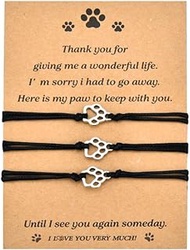 Memorial Gifts Bracelet for Pet Loss of Dog Sympathy Gift Paw Print Friendship Bracelets for 3 Berea